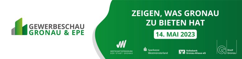 Banner mit Informationen zur Gewerbeschau