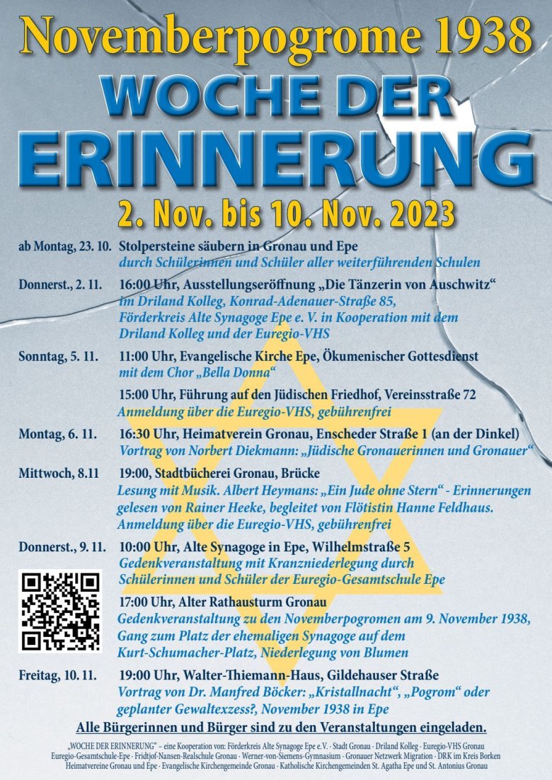 Plakat zur Woche der Erinnerung mit allen Veranstaltungen