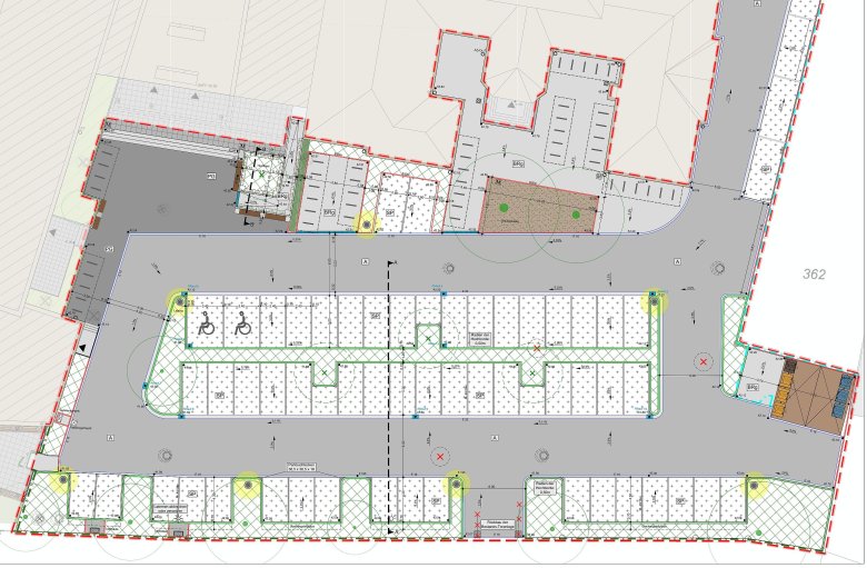 Planzeichnung Gestaltung Parkplatz Iltisstraße