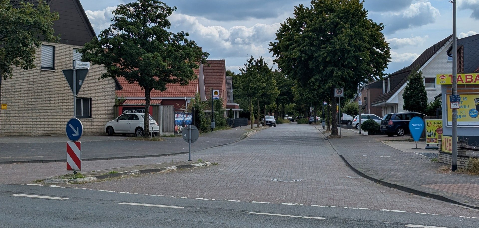 Ansicht von der Enscheder Str. in Richtung Beckerhookstraße
