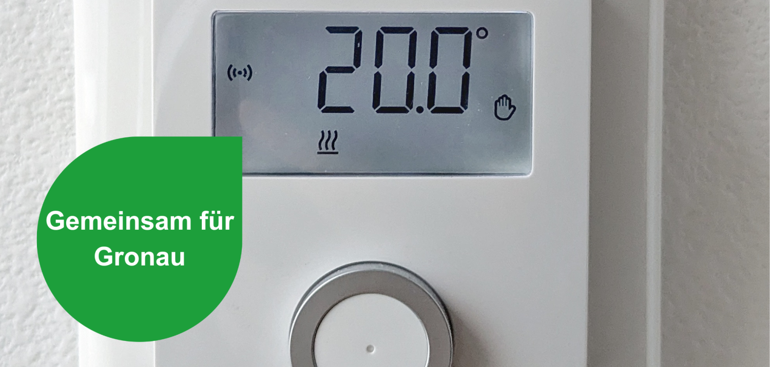 Thermostat mit der eingestellten Raumtemperatur von 20,0°C