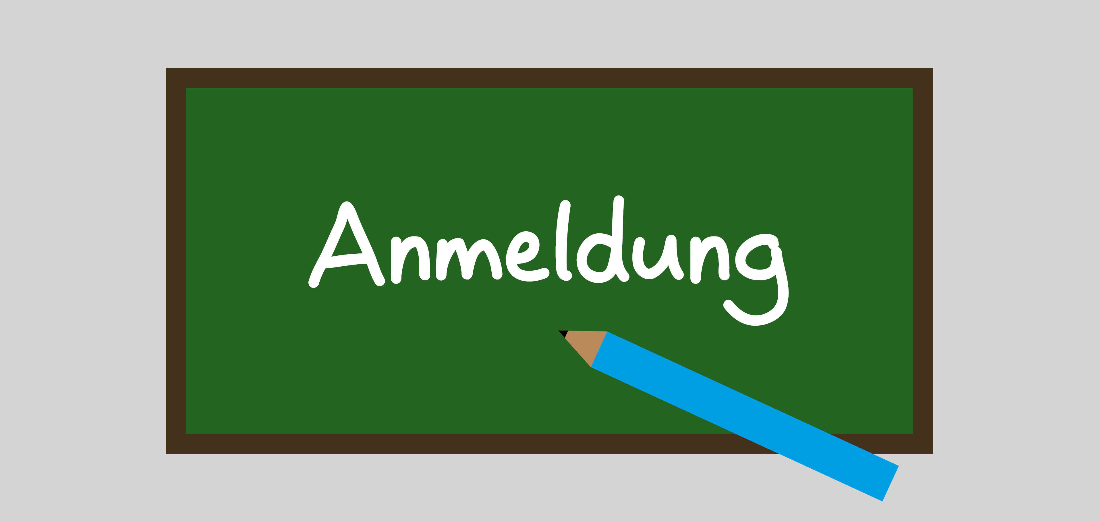 Eine Tafel mit der Aufschrift Anmeldung.