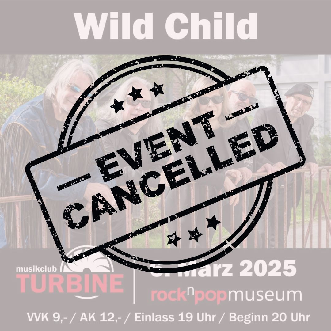 Konzertplakat mit dem Stempel "EVENT CANCELLED"