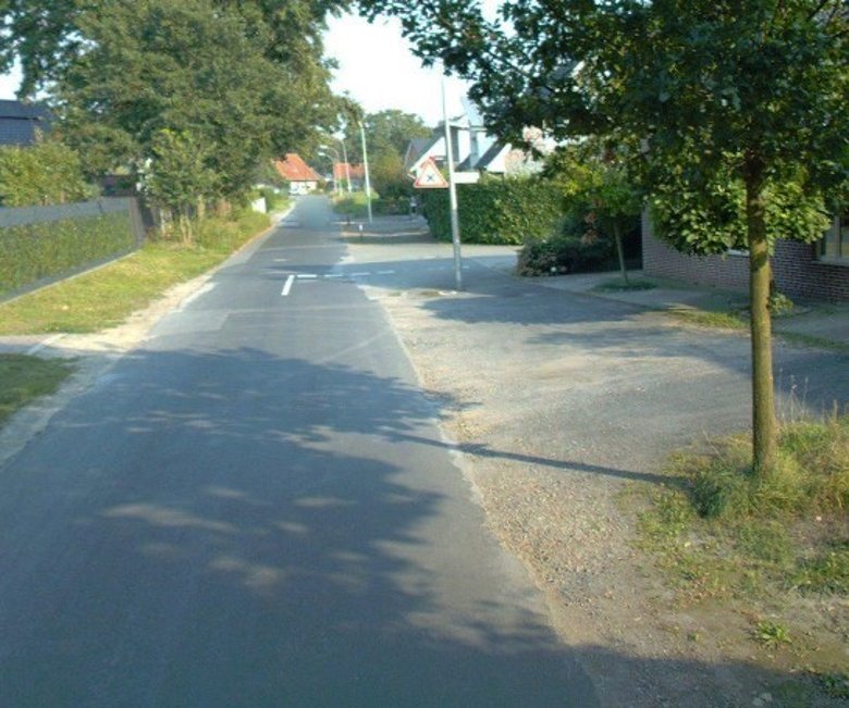 Die Kreuzung Hauskamp - Barsos Kotten.