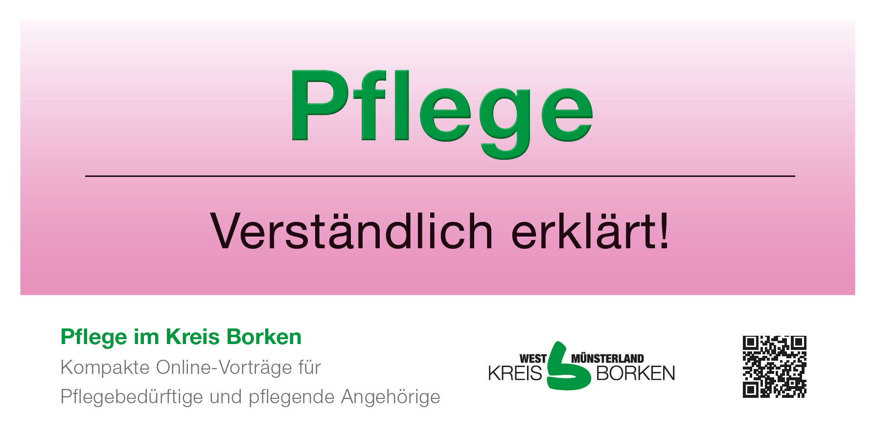 Grafik zur Vortragsreihe Pflege im Kreis Borken "Pflege: Verständlich erklärt!"