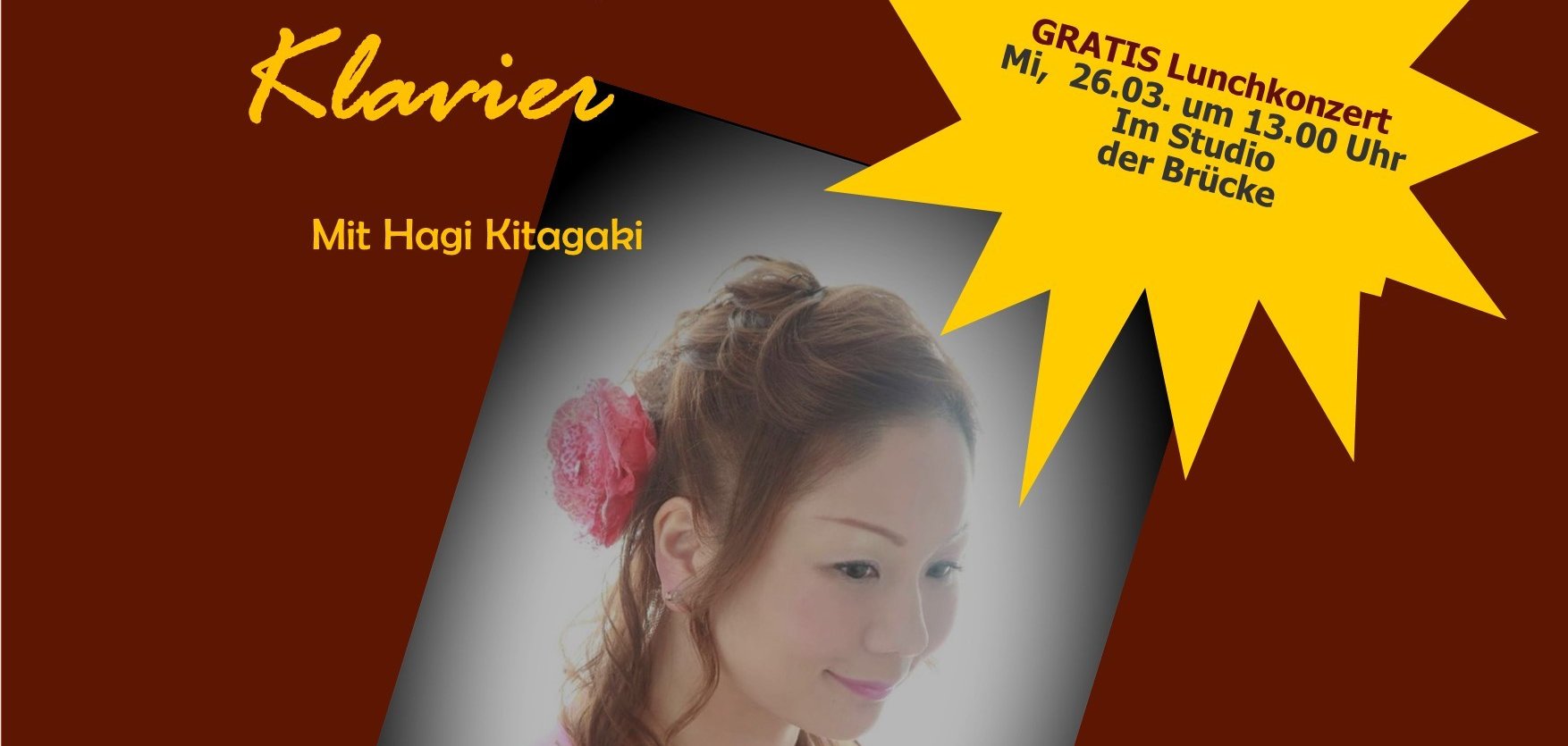 Das Plakat zur Veranstaltung Lunchkonzert in der Musikschule der Stadt Gronau am 26.03.2025 um 13 Uhr.