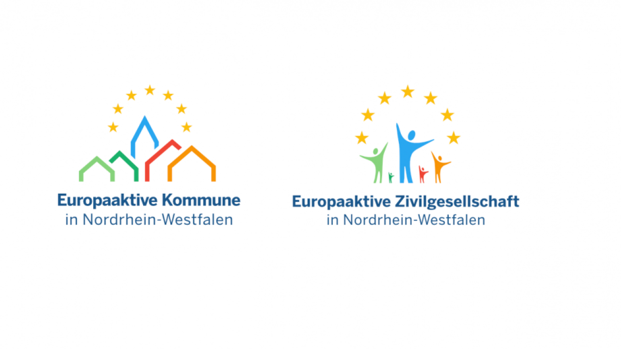 Logo Europaaktivste Kommune und Europaaktivste Zivilgesellschaft.