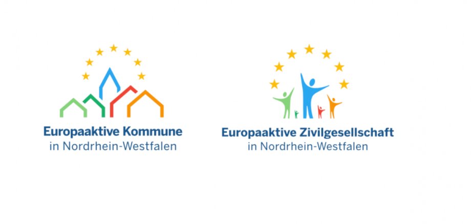 Logo Europaaktivste Kommune und Europaaktivste Zivilgesellschaft.