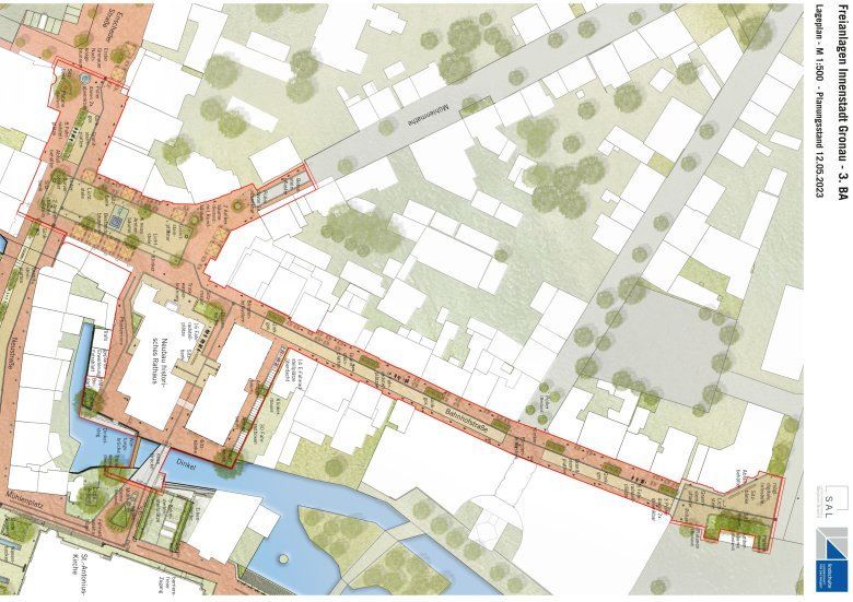 Lageplan für die Innenstadtsanierung - Teil der Gronauer Innenstadt Lageplan für die Innenstadtsanierung - Teil der Gronauer Innenstadt