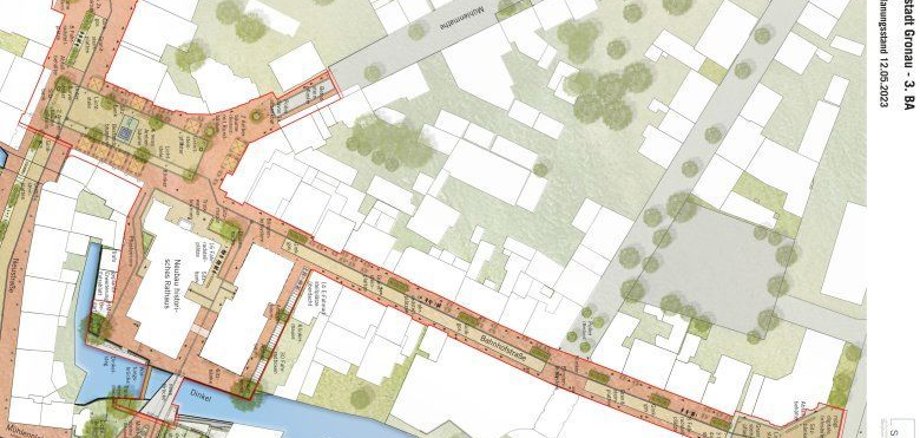 Lageplan für die Innenstadtsanierung - Teil der Gronauer Innenstadt