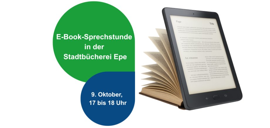 Grafik zur E-Book-Sprechstunde in der Stadtbücherei Epe