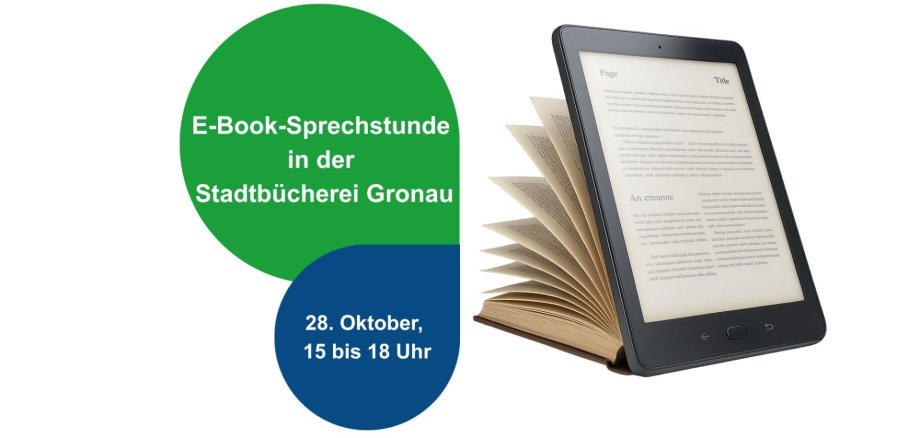 Grafik mit Informationen zur E-Book-Sprechstunde in der Stadtbücherei