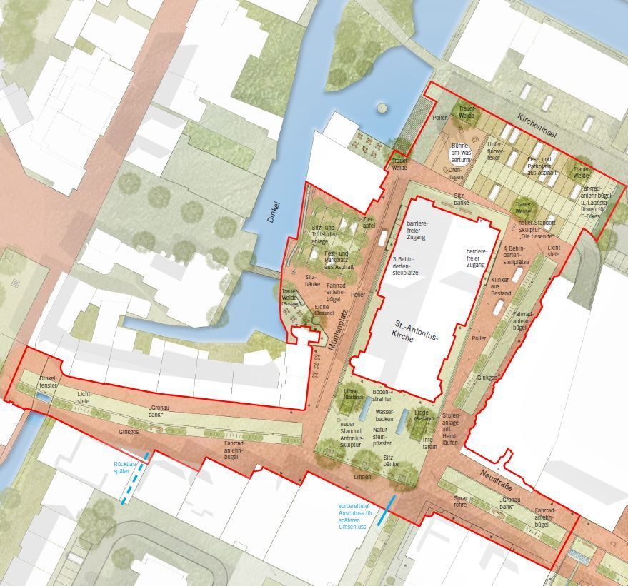 Lageplan zur Innenstadt von Gronau mit dem betroffenen Bereich