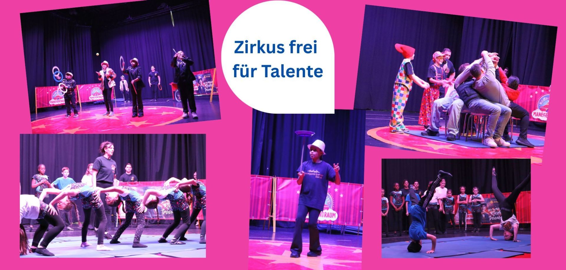 Collage mit Fotos vom Talentcampus in der Aula des Werner-von-Siemens-Gymnasiums