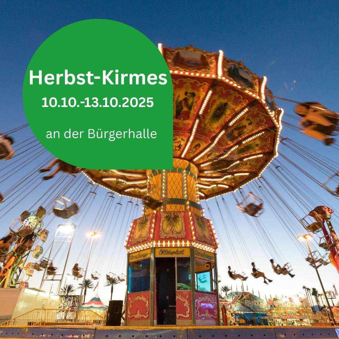 Karussell mit dem Hinweis zur Herbstkirmes vom 10.10.-13.10.2025