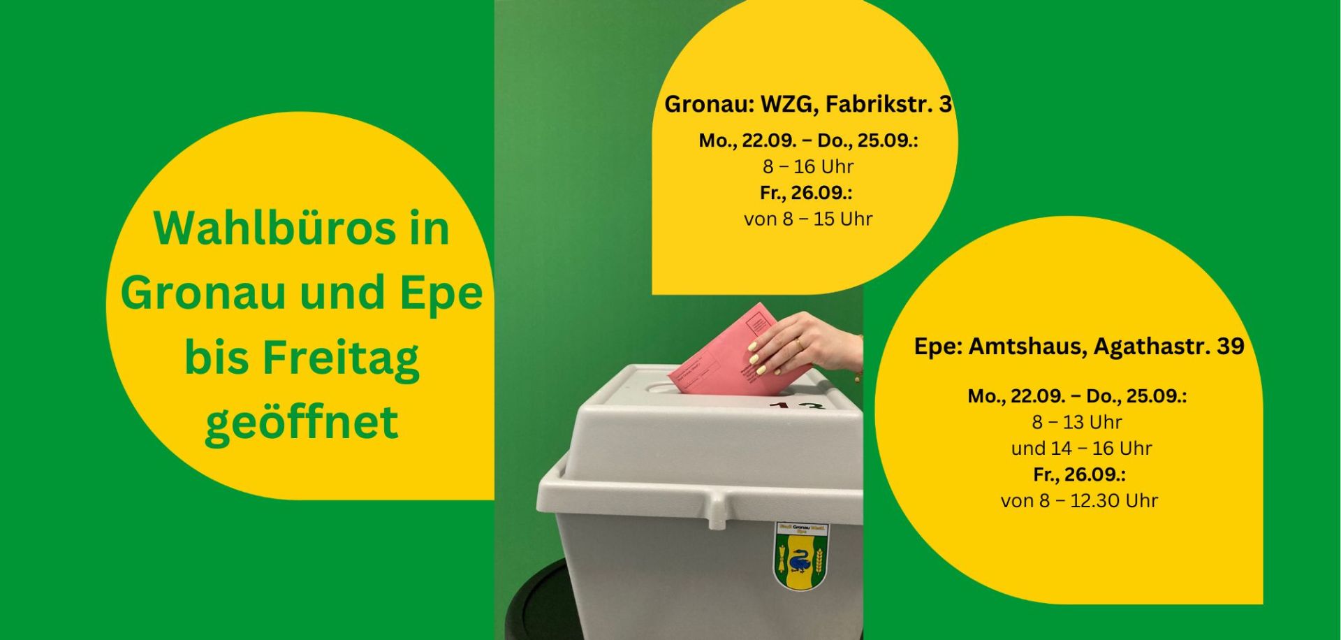 Grafik zu den Öffnungszeiten der Wahlbüros