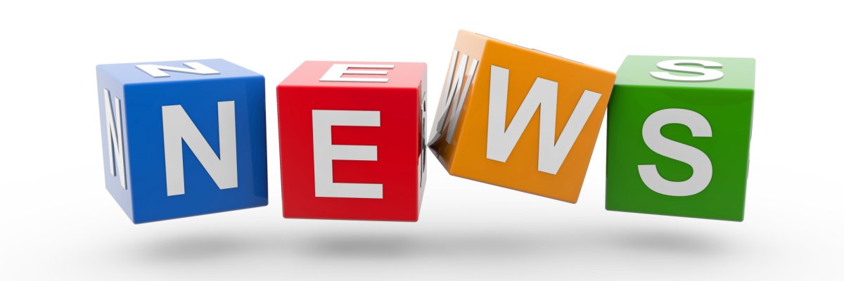 3D-Illustration von Buchstabenblöcken, die auf weißem Hintergrund das Wort ‚News‘ formen