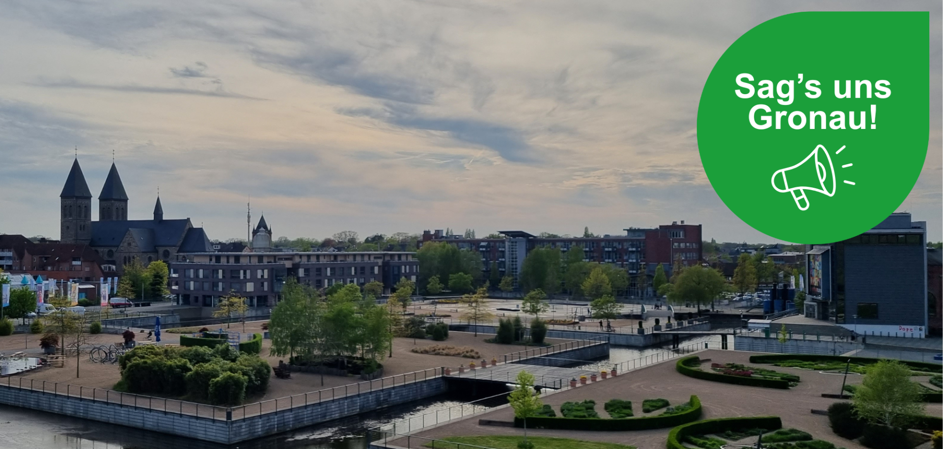 Startbild des Mängelmelders „Sag’s uns Gronau“