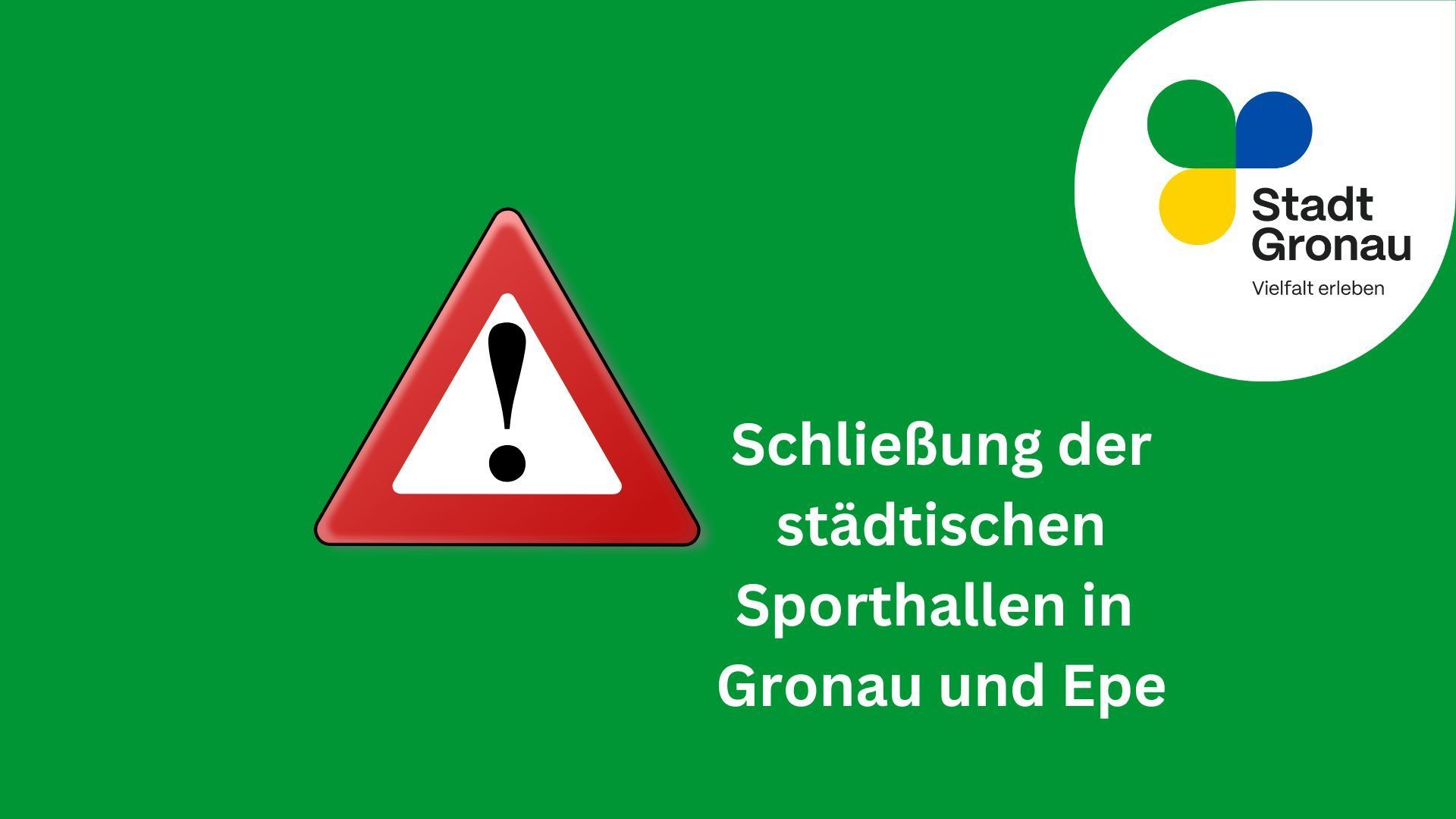 Grafik mit der Information zur Schließung der Sporthallen in Gronau und Epe