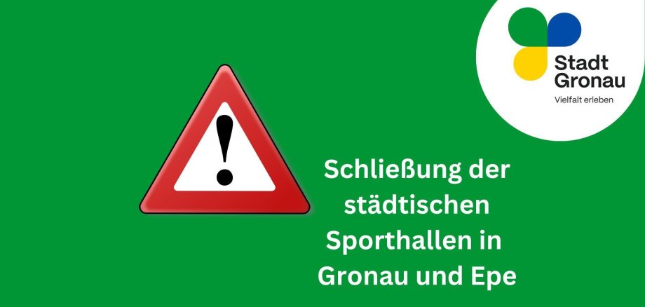Grafik mit der Information zur Schließung der Sporthallen in Gronau und Epe