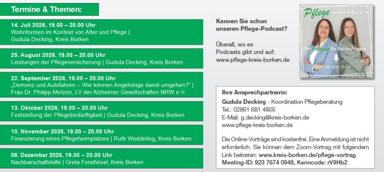 Online-Vortragsreihe Pflege des Kreises Borken Online-Vortragsreihe Pflege des Kreises Borken