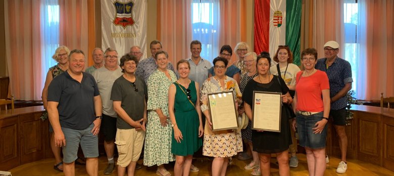Die offizielle Delegation zu Gast im Rathaus in Mezöberény.